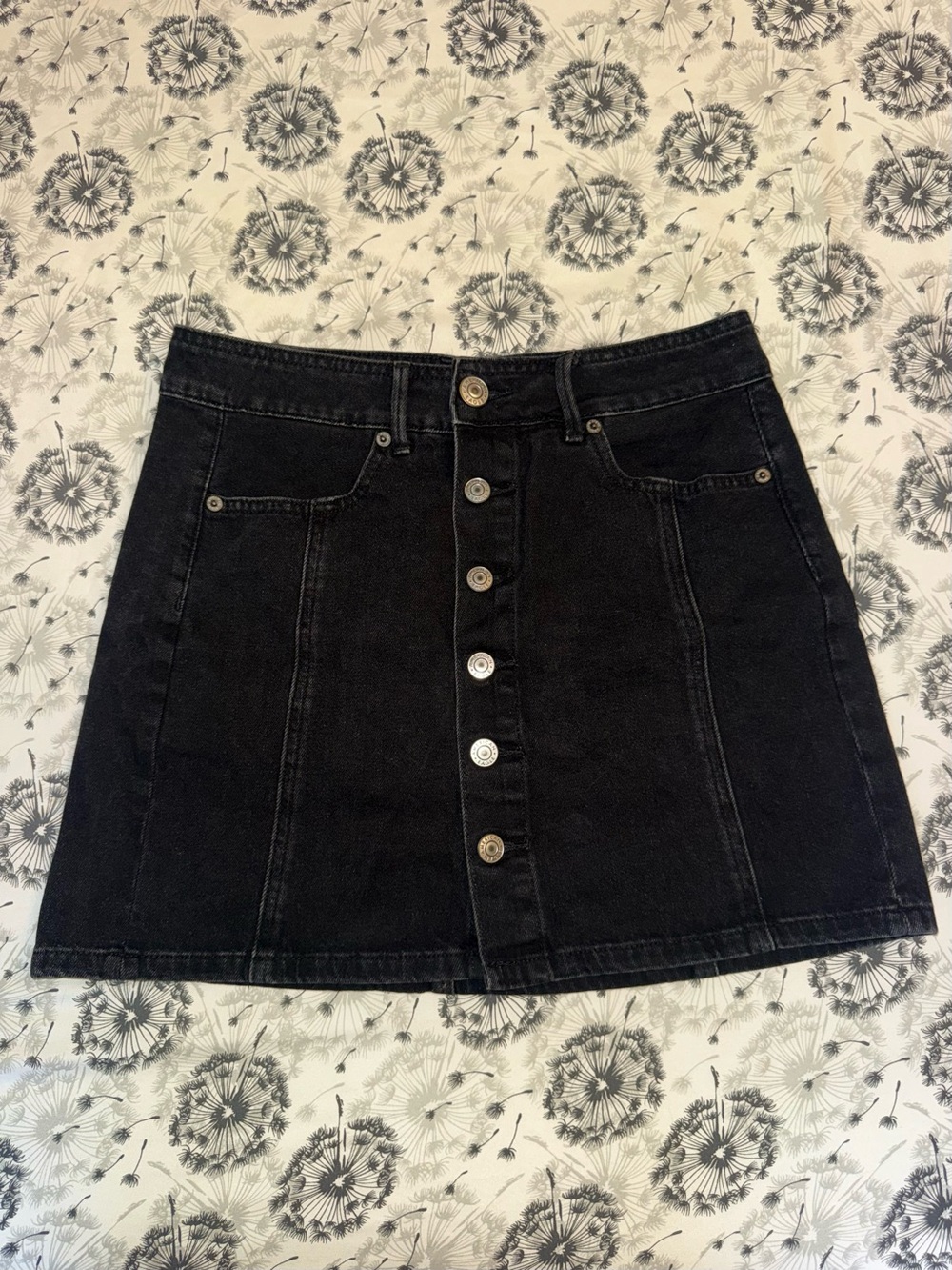 American Eagle Outfitters Black Button-Front Mini Skirt